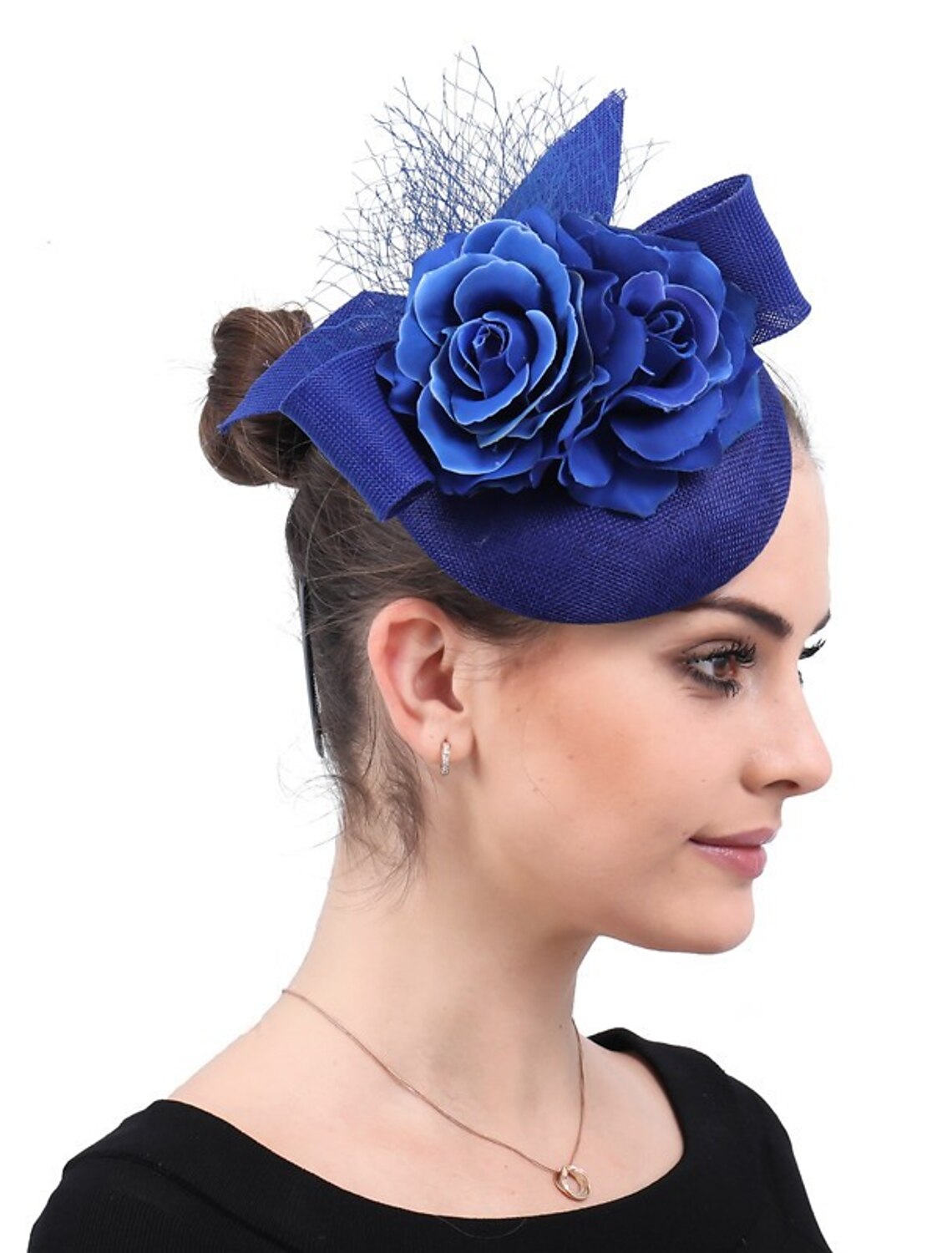 Wholesale Fascinators Faux Linen Wedding Tea Party Kentucky Derby Horse Race Ladies Day Retro Vintage Elegant With Floral Tulle Headpiece Headwear
